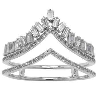 Luxle 14k White Gold 3/8 Carat T.W. Diamond Crown-Shaped Right Hand Ring