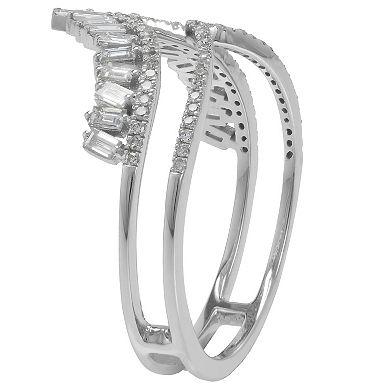 Luxle 14k White Gold 3/8 Carat T.W. Diamond Crown-Shaped Right Hand Ring