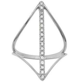 Luxle 14k White Gold 1/5 Carat T.W. Diamond Open V Right-Hand Ring