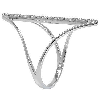 Luxle 14k White Gold 1/5 Carat T.W. Diamond Open V Right-Hand Ring