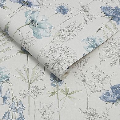 Fresco Floral Sketch Removable Wallpaper