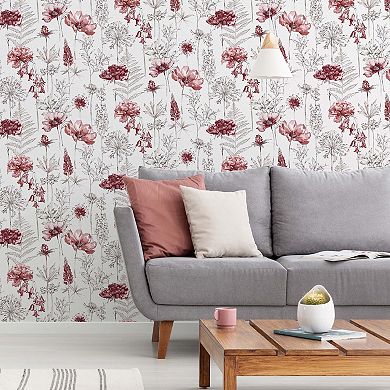 Fresco Floral Sketch Removable Wallpaper