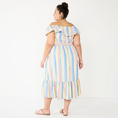 Plus Size Draper James Plus Ruffle Neck Midi Dress