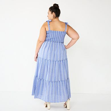Plus Size DRAPER JAMES RSVP Tiered Maxi Dress with Bow Straps