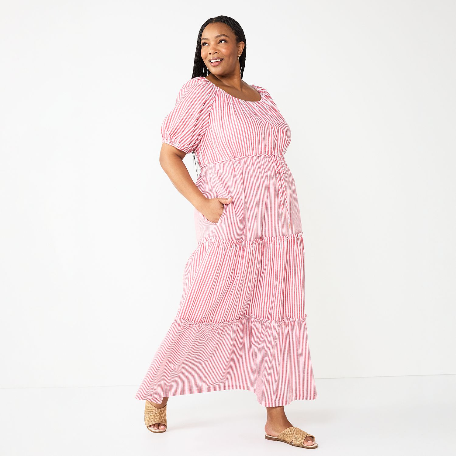 Plus Size DRAPER JAMES RSVP™ Short Sleeve Tiered Maxi Dress