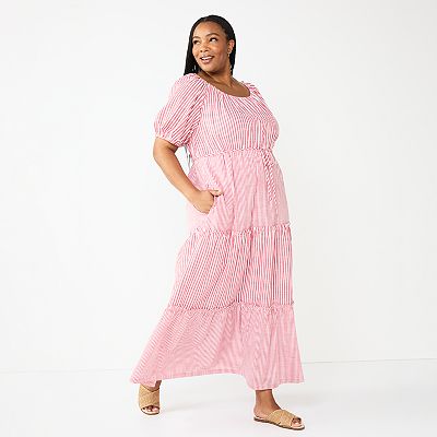 Plus Size DRAPER JAMES RSVP Short Sleeve Tiered Maxi Dress