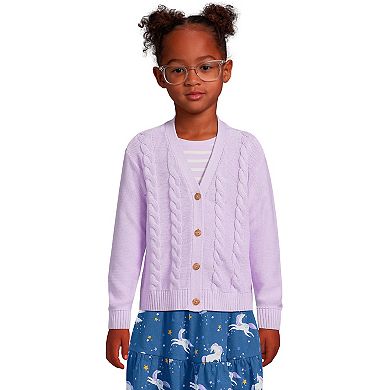 Girls 2-20 Plus Size Lands' End Button Front Cable Knit Cardigan