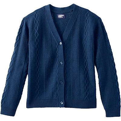 Lands end cable knit cardigan hotsell