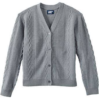 Girls 2-20 Lands' End Button Front Cable Knit Cardigan in Regular & Plus
