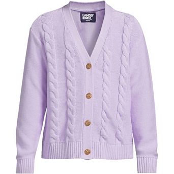 Girls 2-20 Lands' End Button Front Cable Knit Cardigan in Regular & Plus