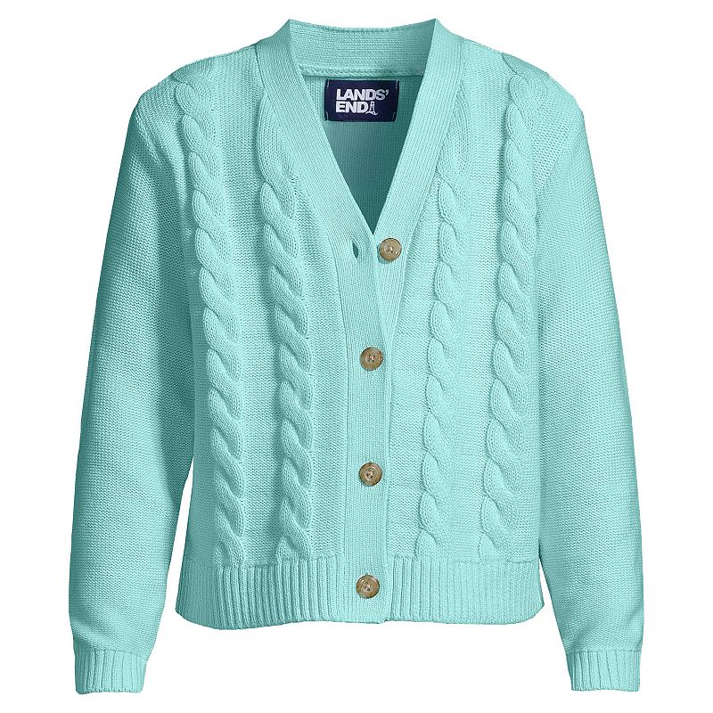 Girls 2-20 Plus Size Lands End Button Front Cable Knit Cardigan, Girls, S