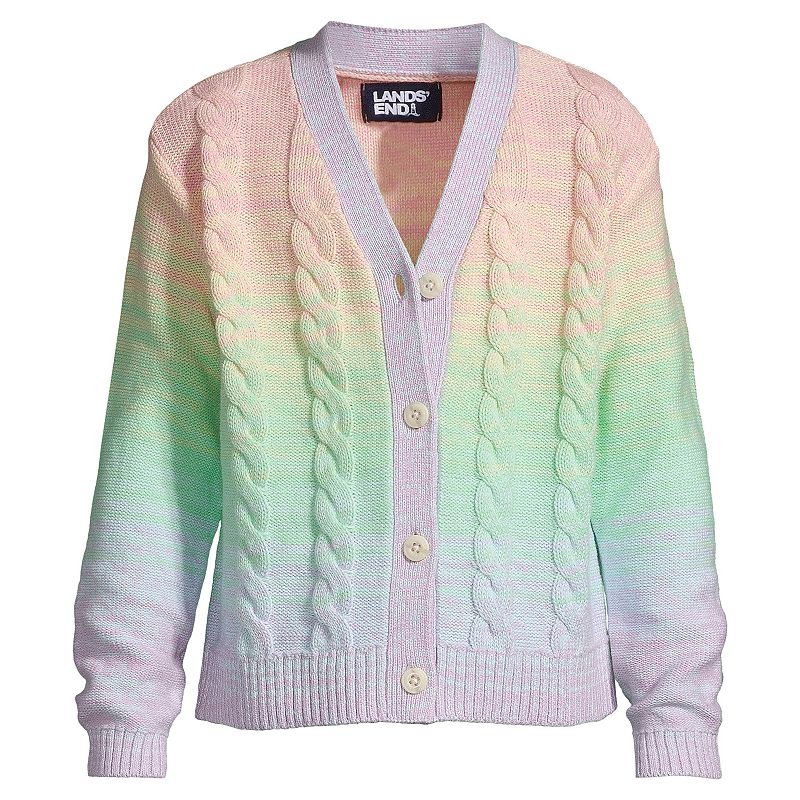 Girls 2-20 Plus Size Lands End Button Front Cable Knit Cardigan, Girls, S