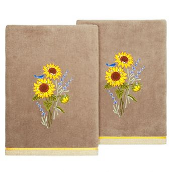 Linum Home Textiles Turkish Cotton Girasol 2 pc Embellished Bath Towel Set