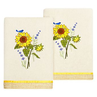Linum Home Textiles Turkish Cotton Girasol 2 pc Embellished Hand Towel Set