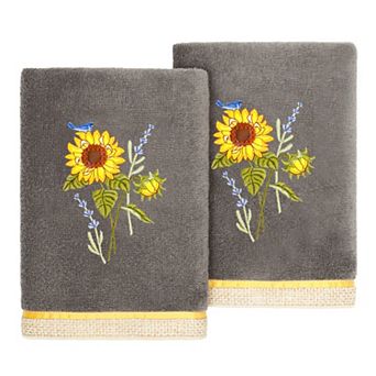 Linum Home Textiles Turkish Cotton Girasol 2 pc Embellished Hand Towel Set