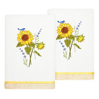 Linum Home Textiles Turkish Cotton Girasol 2 pc Embellished Hand Towel Set