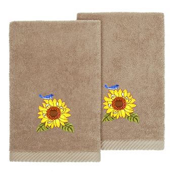 Linum Home Textiles Turkish Cotton Girasol 2 pc Embellished Fingertip Towel Set