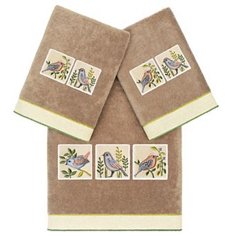 Linum Home Textiles Turkish Cotton Belinda 3 pc Embellished Hand & Bath Towel Set