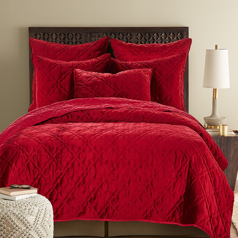 Levtex Home BH Caserta Velvet Red Quilt or Shams, Full/Queen