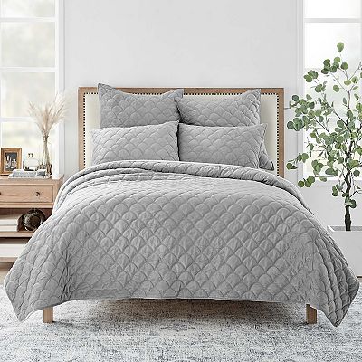 Kohl's The Big One Super Soft King size Quilt Coverlet 2 King Shams Gray buy Set