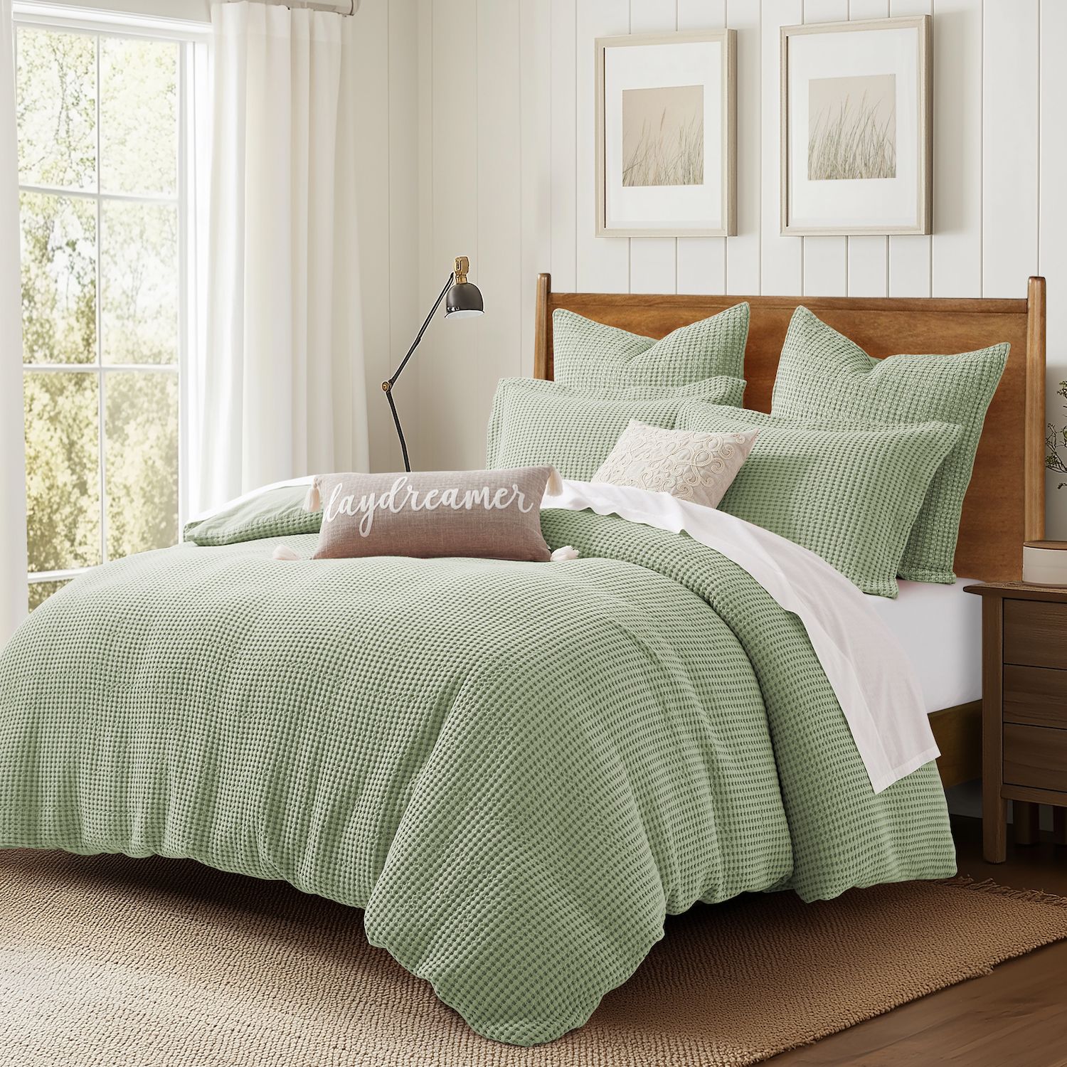 Levtex Home Queen Size Faux Linen Dust Ruffle 17inch Drop With Box Pleat