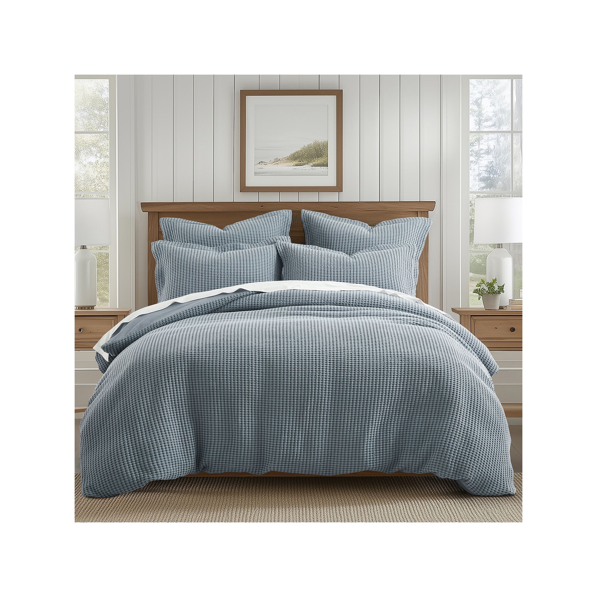 Levtex Home Mills Waffle Duvet Set with Shams, Blue