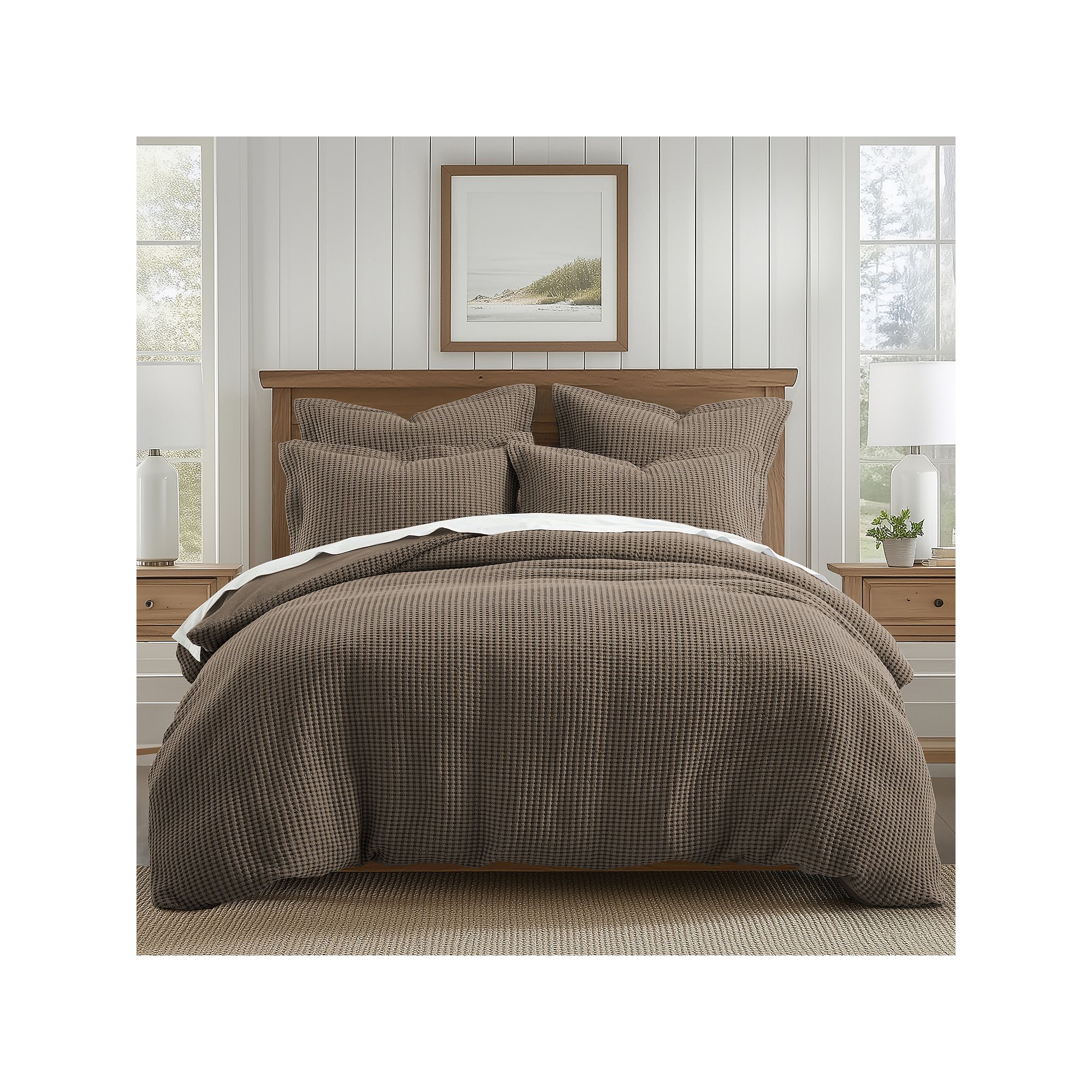 Levtex Home Mills Waffle Duvet Set with Shams, Brown