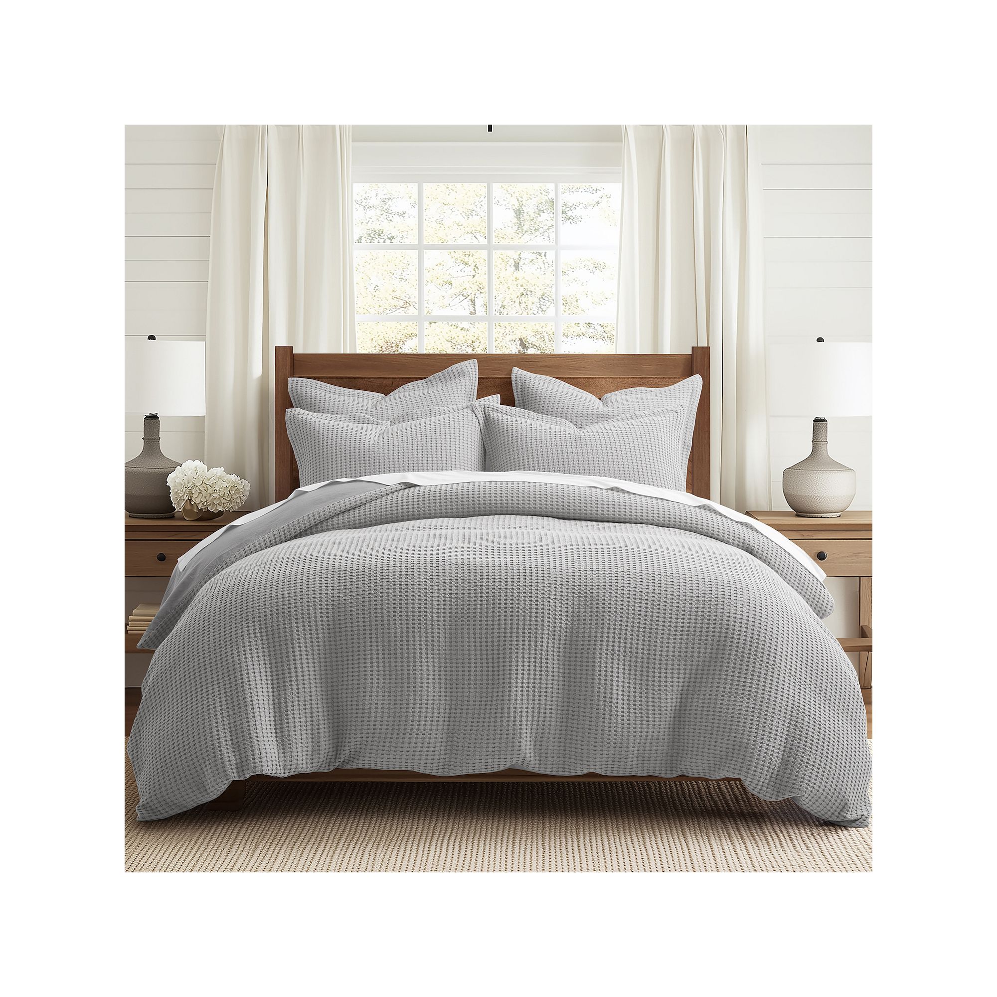 Levtex Home Mills Waffle Duvet Set with Shams, Gray