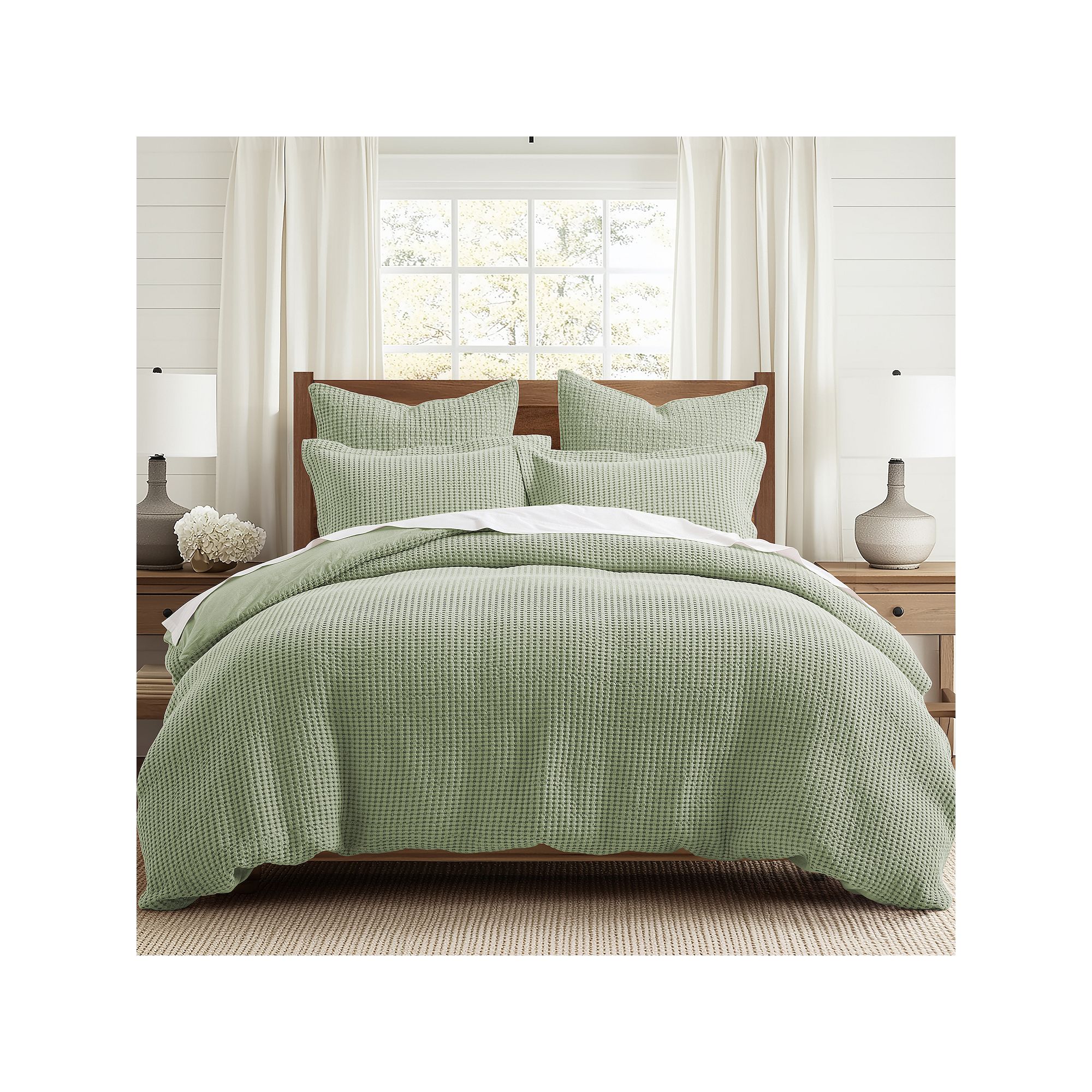 Levtex Home Mills Waffle Duvet Set with Shams, Green