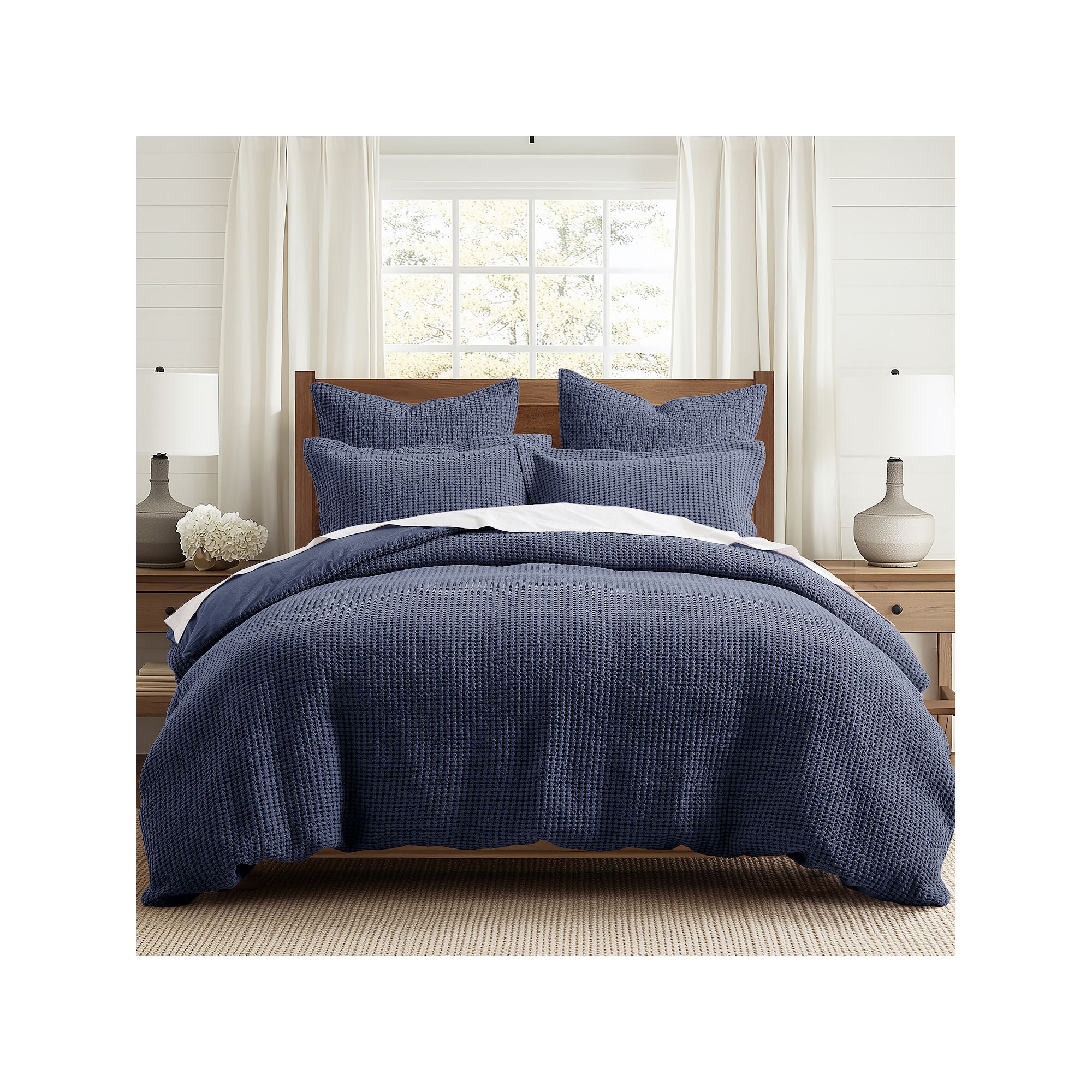 Levtex Home Mills Waffle Duvet Set with Shams, Blue