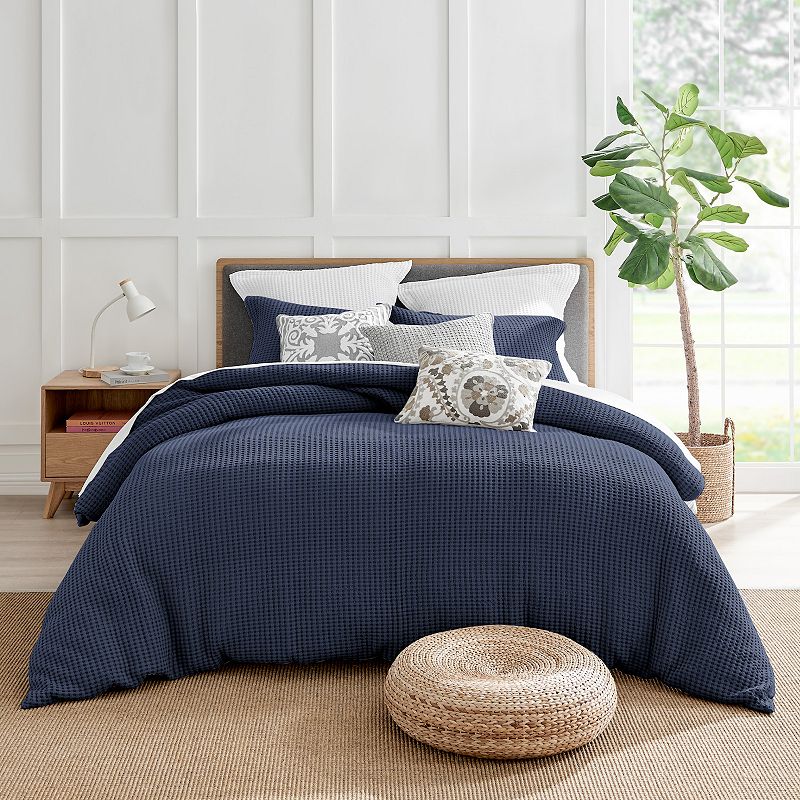 Levtex Home Mills Waffle Duvet Set with Shams, Blue, King