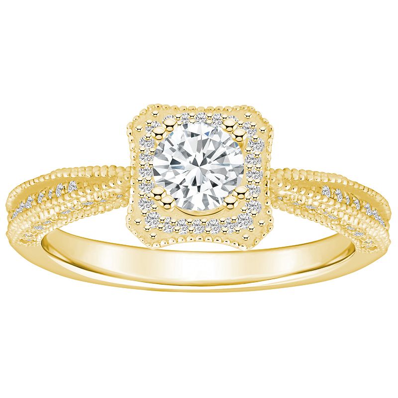 Alyson Layne 14k Yellow Gold 3/4 Carat T.W. Diamond Halo Engagement Ring, W