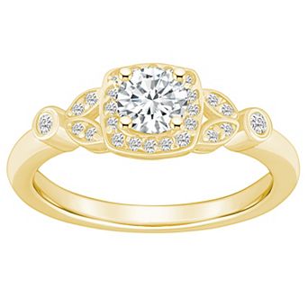 Alyson Layne 14k Gold 5/8 Carat T.W. Diamond Art Deco Halo Engagement Ring