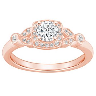 Alyson Layne 14k Gold 5/8 Carat T.W. Diamond Art Deco Halo Engagement Ring