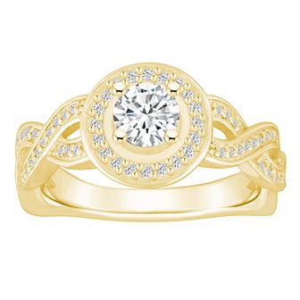 Alyson Layne 14k Gold 9/10 Carat T.W. Diamond Braided Halo Engagement Ring