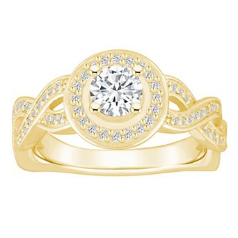 Alyson Layne 14k Gold 9/10 Carat T.W. Diamond Braided Halo Engagement Ring