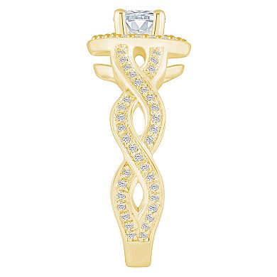 Alyson Layne 14k Gold 9/10 Carat T.W. Diamond Braided Halo Engagement Ring