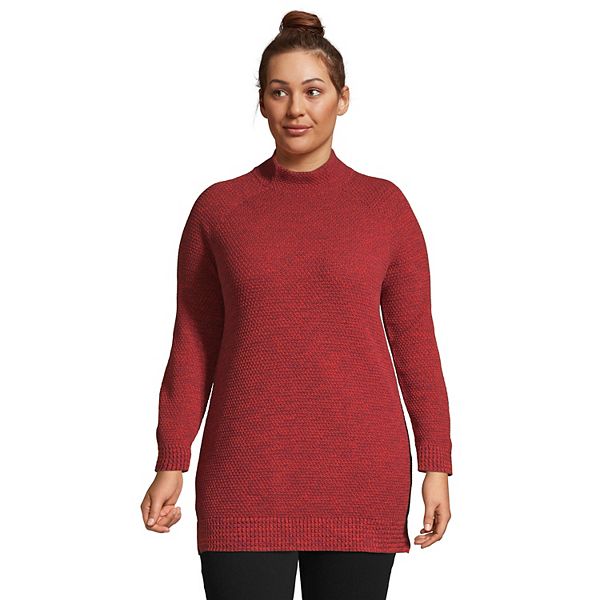 Plus Size Lands End Cable Knit Funnelneck Tunic Sweater