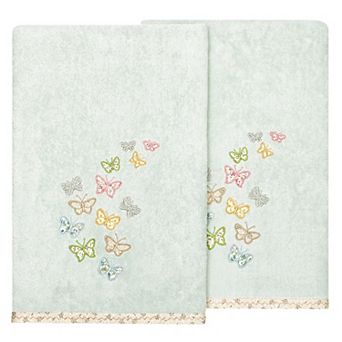 Linum Home Textiles Turkish Cotton Mariposa 2 pc Embellished Bath Towel Set