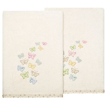 Linum Home Textiles Turkish Cotton Mariposa 2 pc Embellished Bath Towel Set