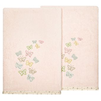 Linum Home Textiles Turkish Cotton Mariposa 2 pc Embellished Bath Towel Set