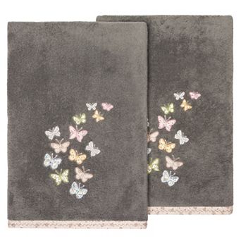 Linum Home Textiles Turkish Cotton Mariposa 2 pc Embellished Bath Towel Set