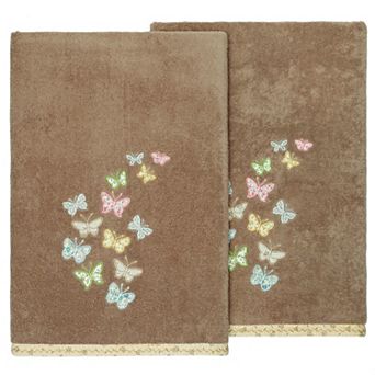 Linum Home Textiles Turkish Cotton Mariposa 2 pc Embellished Bath Towel Set