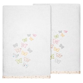 Linum Home Textiles Turkish Cotton Mariposa 2 pc Embellished Bath Towel Set