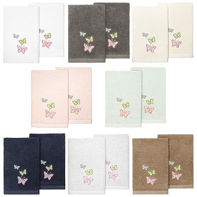 Linum Home Textiles Turkish Cotton Mariposa 2-piece Embellished Fingertip Towel Set