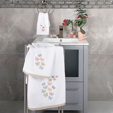 Linum Home Textiles Turkish Cotton Mariposa 2-piece Embellished Fingertip Towel Set