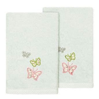 Linum Home Textiles Turkish Cotton Mariposa 2 pc Embellished Fingertip Towel Set