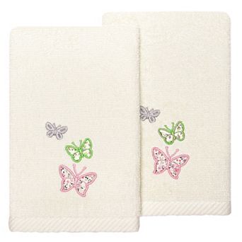 Linum Home Textiles Turkish Cotton Mariposa 2 pc Embellished Fingertip Towel Set