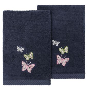 Linum Home Textiles Turkish Cotton Mariposa 2 pc Embellished Fingertip Towel Set