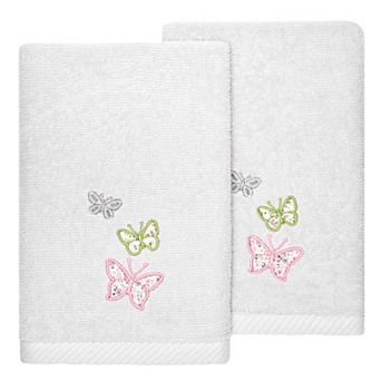 Linum Home Textiles Turkish Cotton Mariposa 2 pc Embellished Fingertip Towel Set